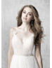 Beaded Ivory Polka Dot Tulle Tie Back Wedding Dress